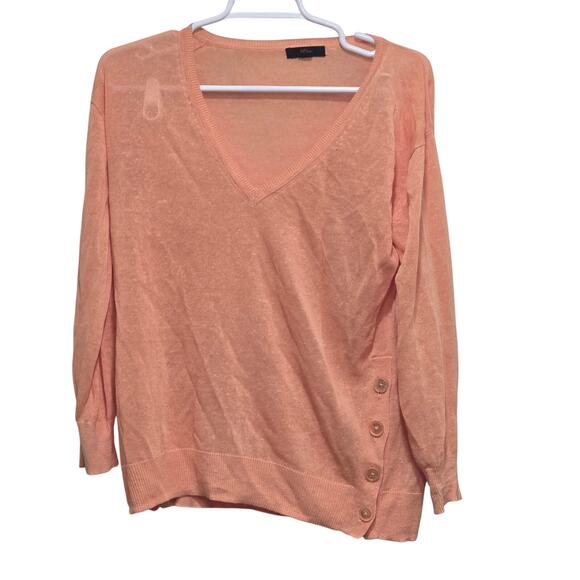 J crew sweater womens size xs orange fresh melon linen blend side button detail - Picture 1 of 7